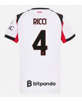 AC Milan Samuele Ricci #4 Maglia Gara Trasferta Repliche 2025-26 Donna Maniche Corte AC Milan Samuele Ricci #4 Maglia Gara Trasferta Repliche 2025-26 Donna Maniche Corte